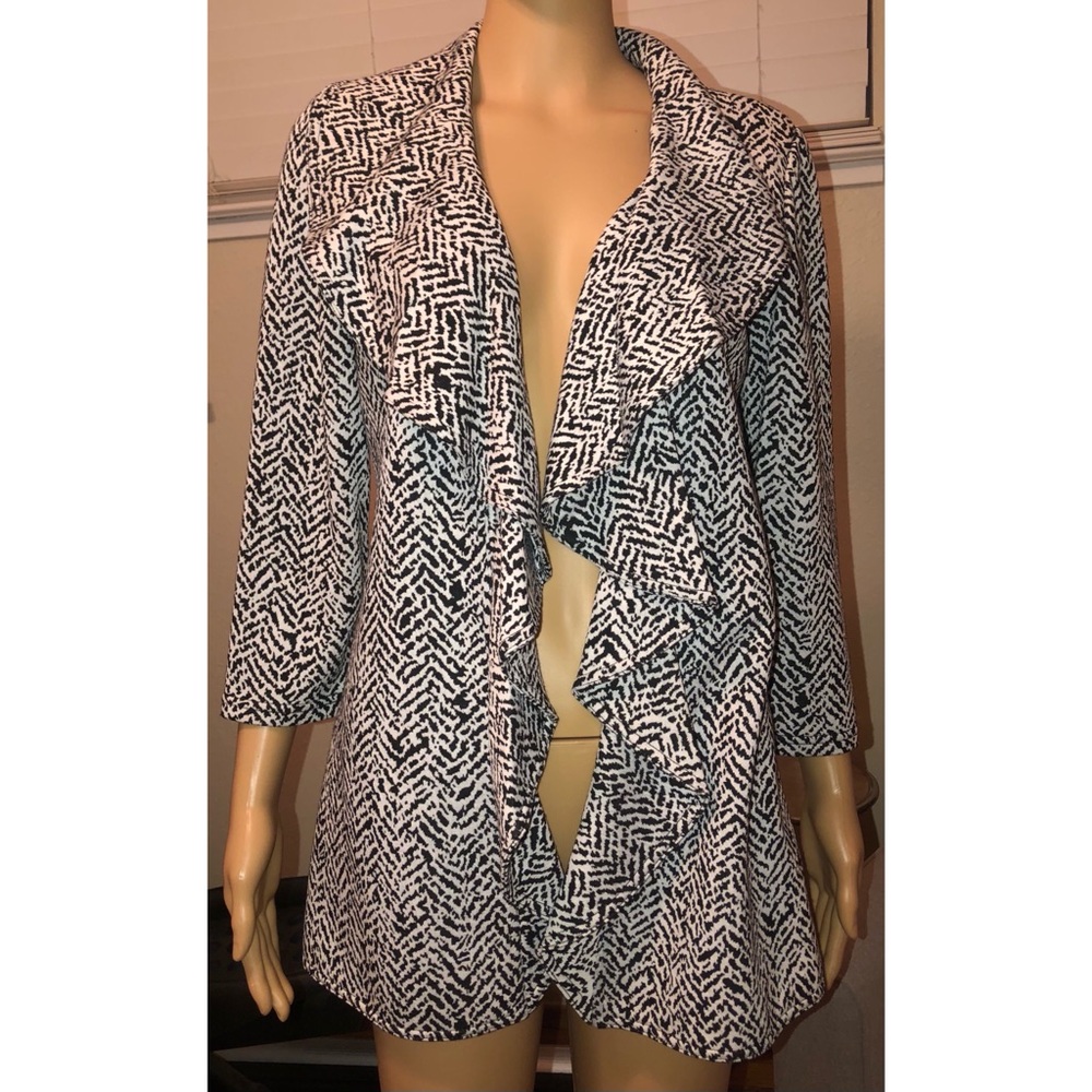 Calvin Klein Drape-Front Ruffle Cardigan - Picture 3 of 10